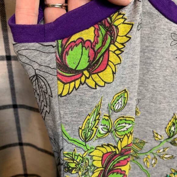 Women's Mini Tank Dress by Smash Size SM Gray With Purple Trim & Floral Design - Picture 5 of 11